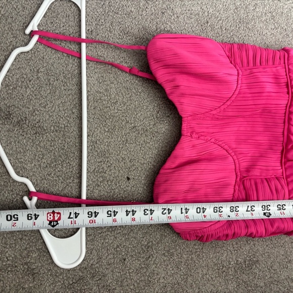 NWOT Lulus Cascading Crush Hot Pink Tiered Bustier Midi Dress  Ruffle Barbie - Picture 5 of 8